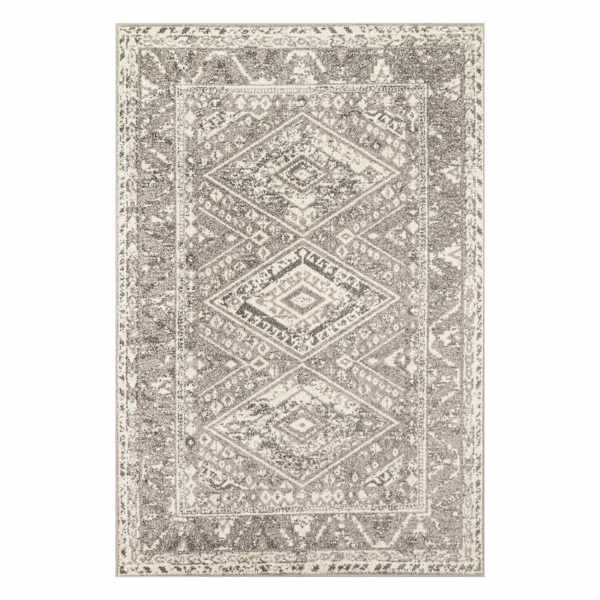 (B640) Greta Taupe Diamond Design Area Rug, 5x7
