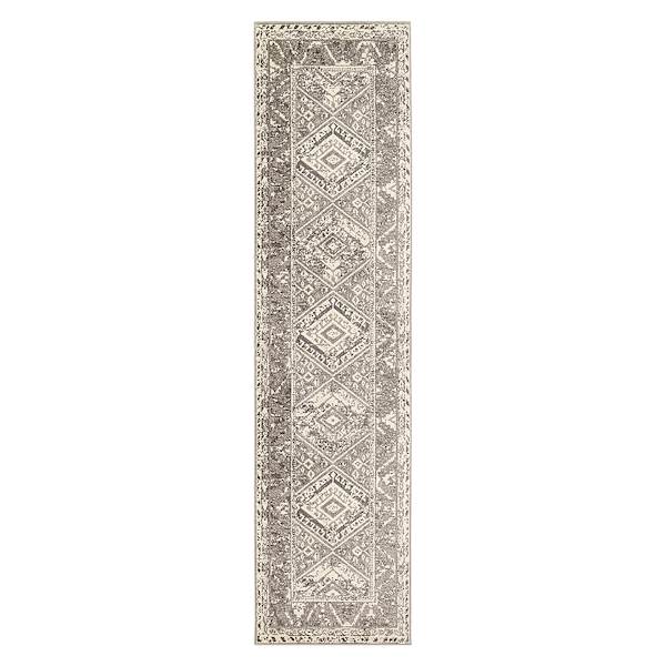(B640) Greta Taupe Diamond Design Runner, 2x7