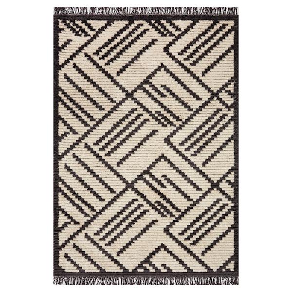 (C161) Tracey Boyd Grey & Beige Fringe Area Rug, 4x6