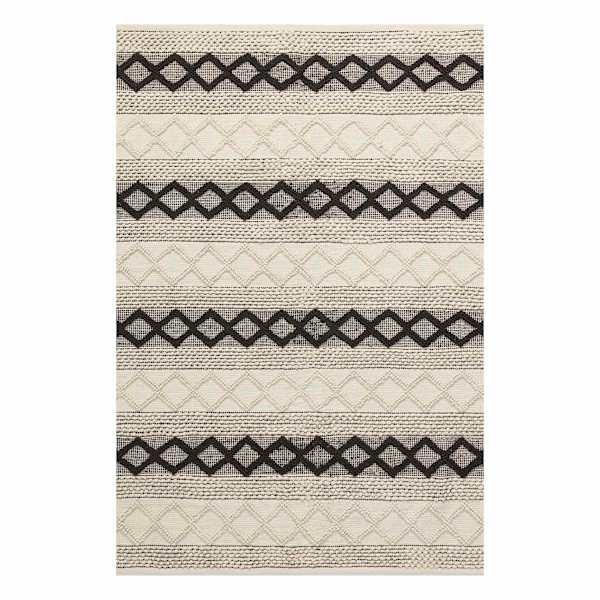 (B673) Found & Fable Noah Black & White Woven Area Rug, 5x7