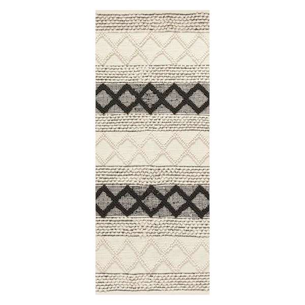 (B673) Found & Fable Noah Black & White Woven Runner, 2x5