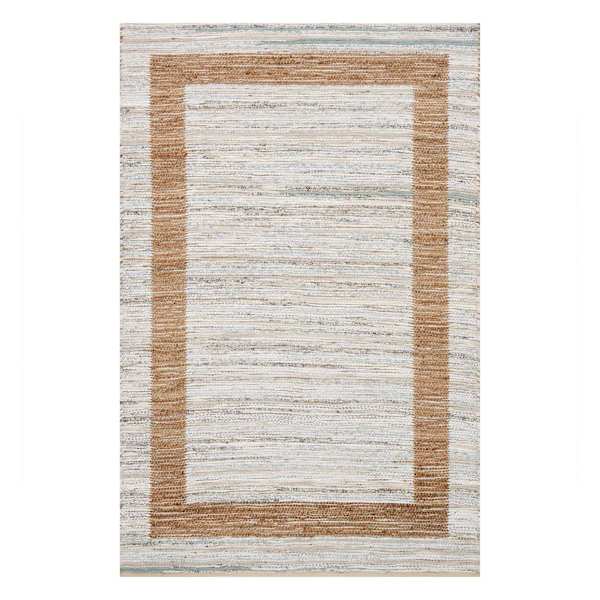 (B312) Henning Hand Woven Cotton & Jute Ivory Chindi Area Rug, 8x10