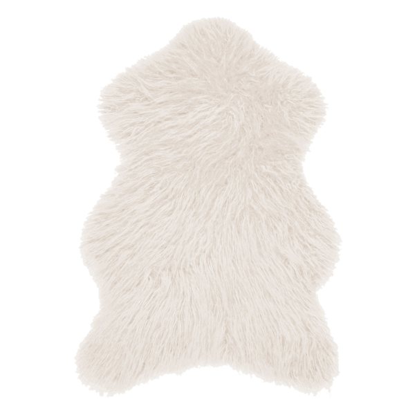 Altai Ivory Mongolian Faux Fur Accent Rug, 3x5