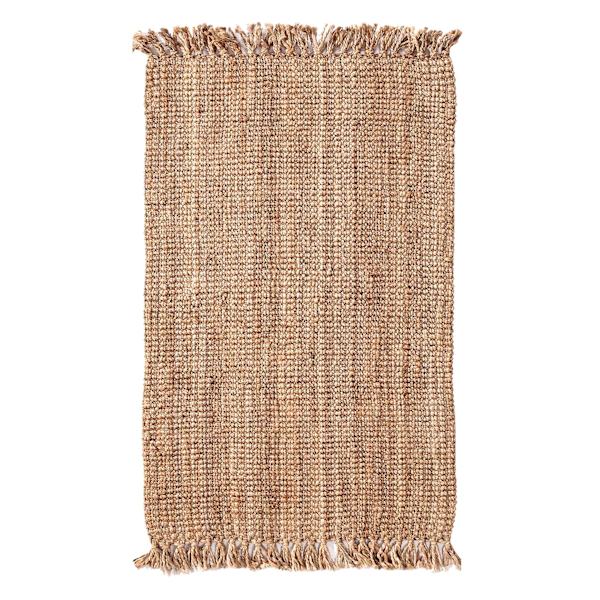 (B485) Honeybloom Jute Boucle Fringe Area Rug, 5x7