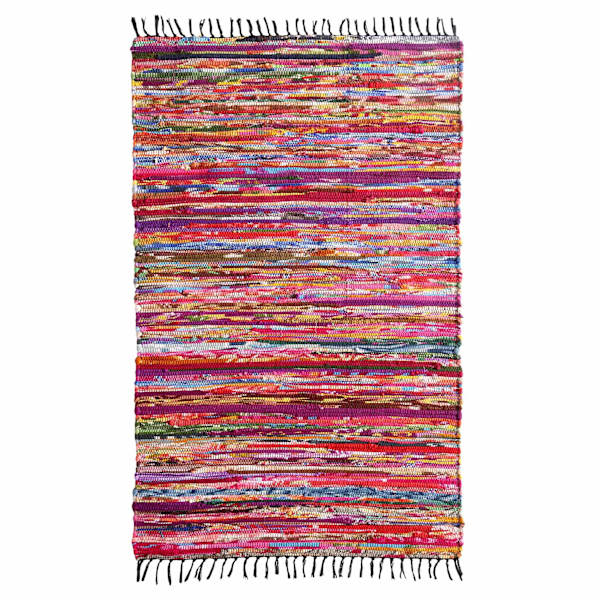 (D410) Polar Chindi Fleece Multicolor Area Rug, 3x5
