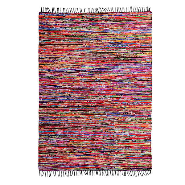 (D410) Polar Chindi Fleece Multicolor Area Rug, 5x7