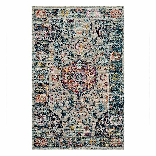 (B518) Luna Medallion Multicolor Fringe Accent Rug, 3x5