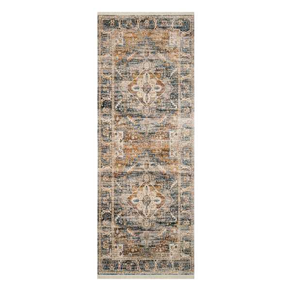 (A407) Halton Slate Rust Distressed-Look Runner, 2x7
