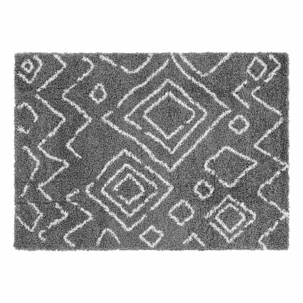 (C167) Dark Grey & Ivory Moroccan Style Shag Runner, 2x6