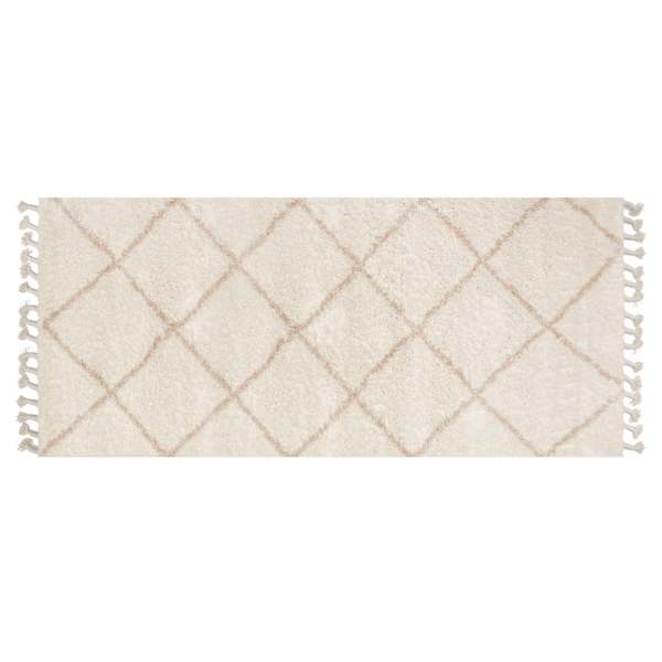 (C172) Sandee Neutral Shag Fringe Runner, 2x5