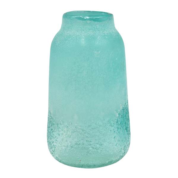 Ty Pennington Frosted Turquoise Glass Vase, 9"