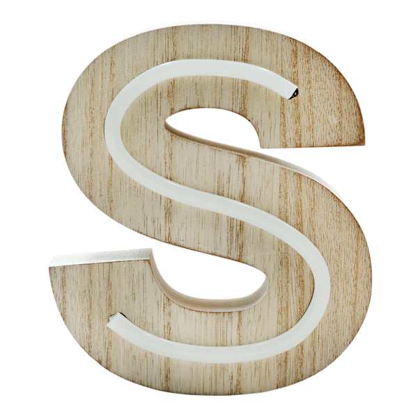 6" LED Wood Monogram Letter, S