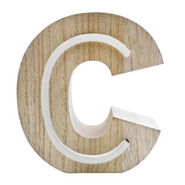 6" LED Wood Monogram Letter, C