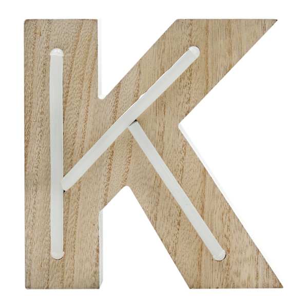 6" LED Wood Monogram Letter, K