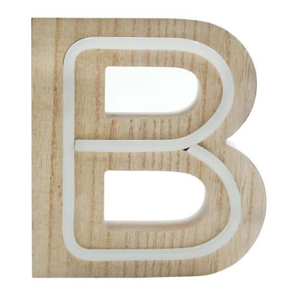 6" LED Wood Monogram Letter, B