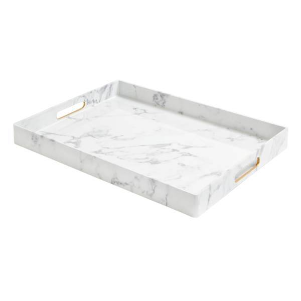 Marbled Grey & White Rectangle Decorative Tray, 14x19