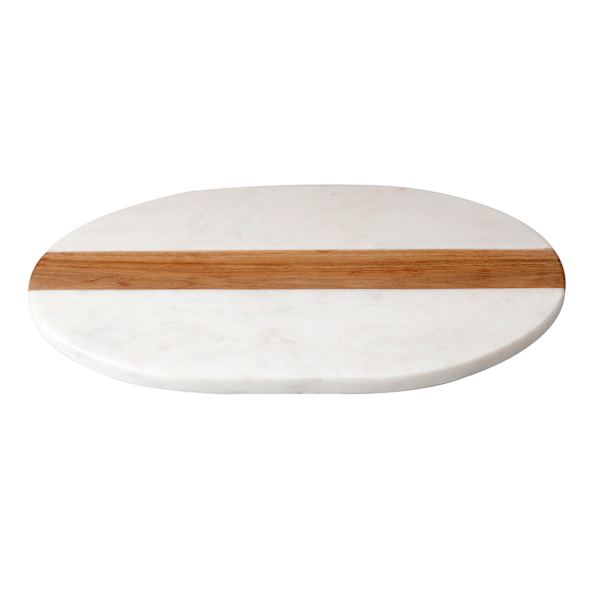 Marble & Wood Oval Serving Board