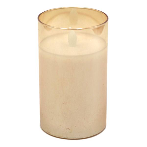 Honeybloom Amber Glass LED Pillar Candle, 3x5