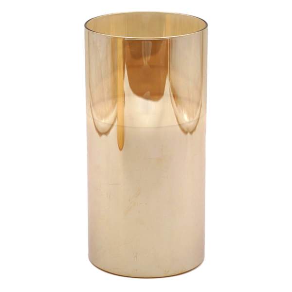 Honeybloom Amber Glass LED Pillar Candle, 4x8