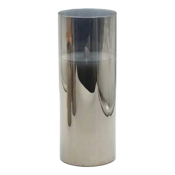 Honeybloom Smoked Grey Glass LED Pillar Candle, 4x10