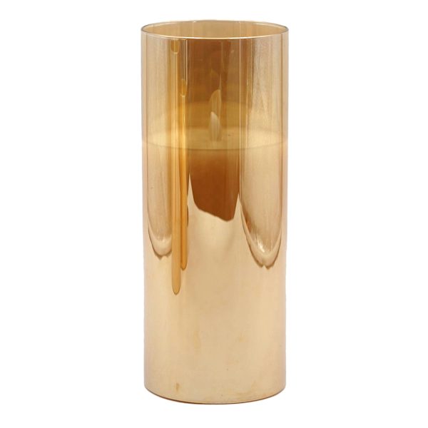 Honeybloom Amber Glass LED Pillar Candle, 4x10