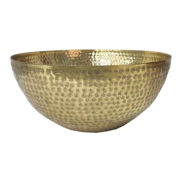 Found & Fable Hammered Gold Metal Fruit Bowl, 12"