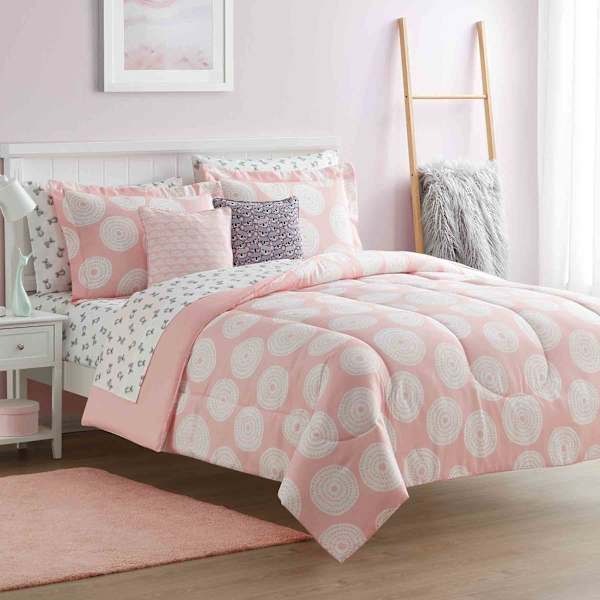 Pink full comforter set sale