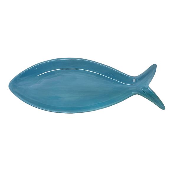 Ty Pennington Blue Fish Ceramic Trinket Tray, 10"