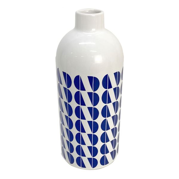 Tracey Boyd Blue & White Printed Vase, 9.5"