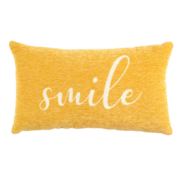 Yellow Smile Chenille Oblong Throw Pillow 14x24