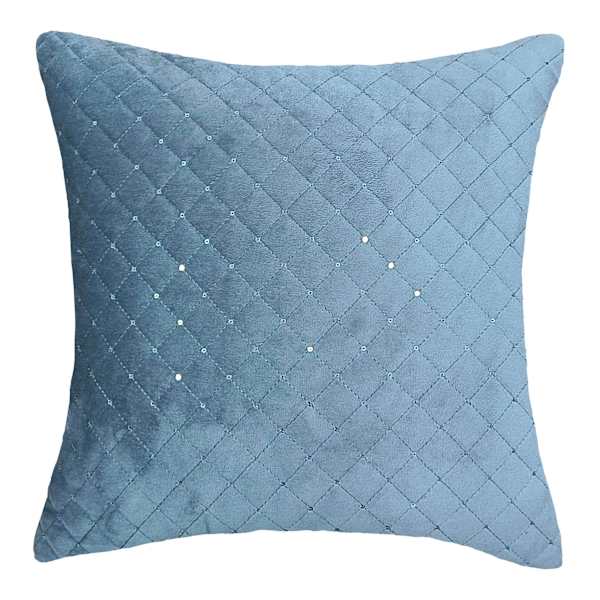 Grey Sequin Quilted Velvet Throw Pillow, 18"