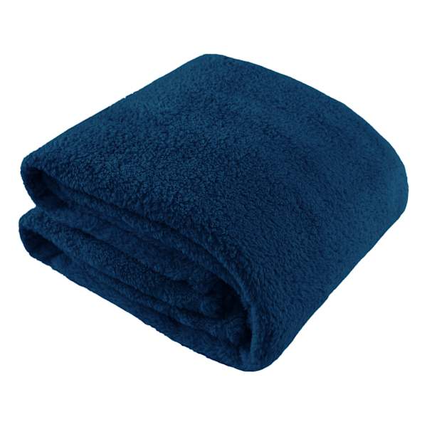 Navy Blue Sherpa Throw Blanket, 50x60