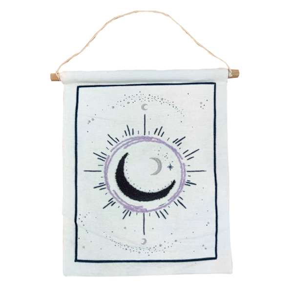 White & Purple Moon Hanging Tapestry Wall Decor, 14x20