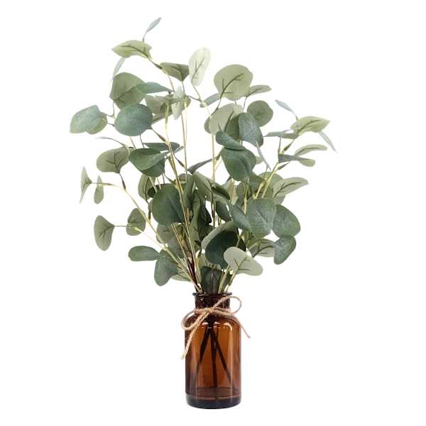 Eucalyptus Arrangement in Amber Glass Vessel, 15"