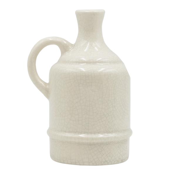 Honeybloom White Ceramic Jug Vase, 5.5"