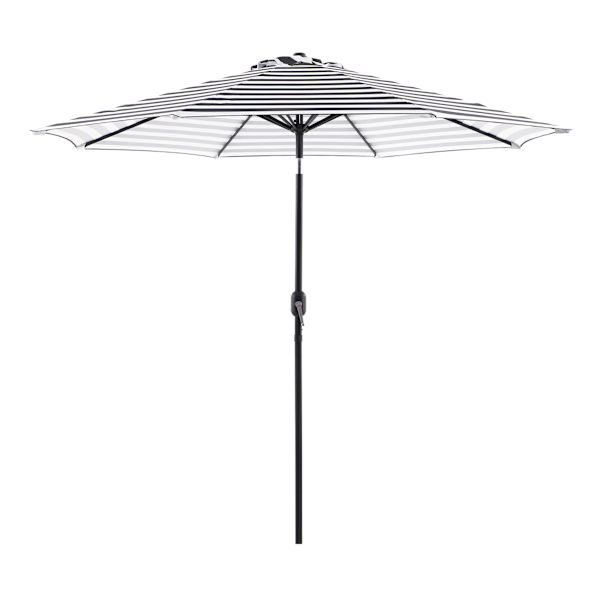 Black Awning Stripe Crank & Tilt Round Patio Umbrella, 9'