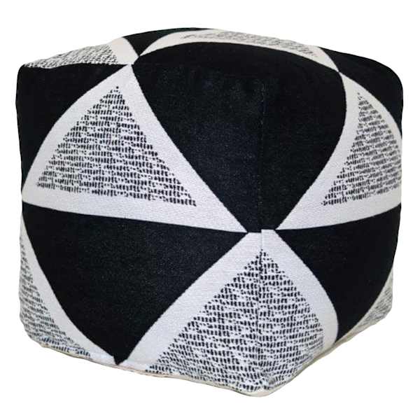 Laila Ali Black & White Geometric Pouf, 17"