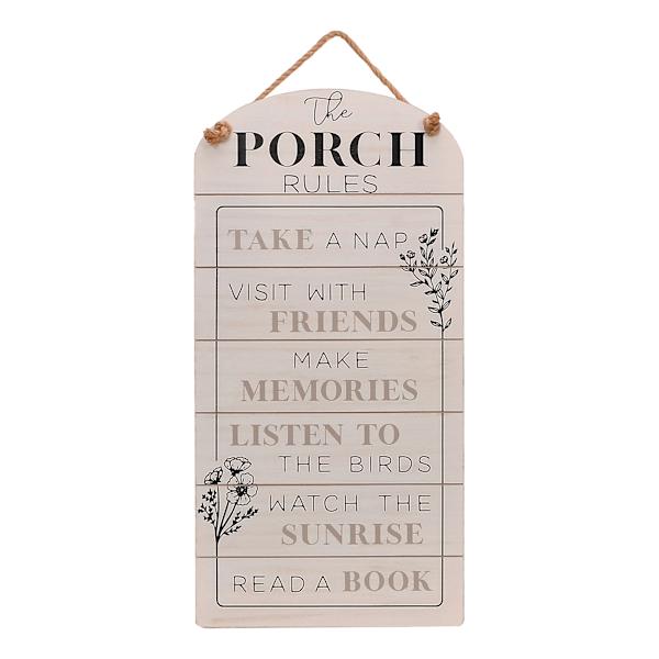 Honeybloom Porch Rules Outdoor Wall Decor, 15x30