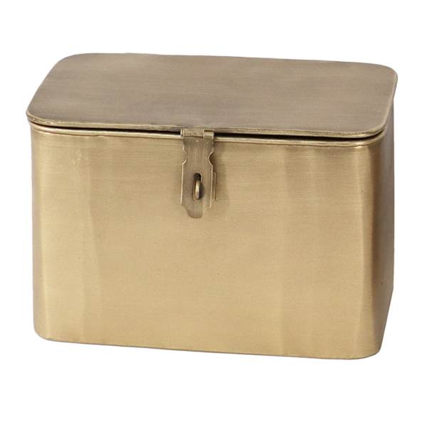 Honeybloom Gold Metal Decorative Box with Lid, 9"