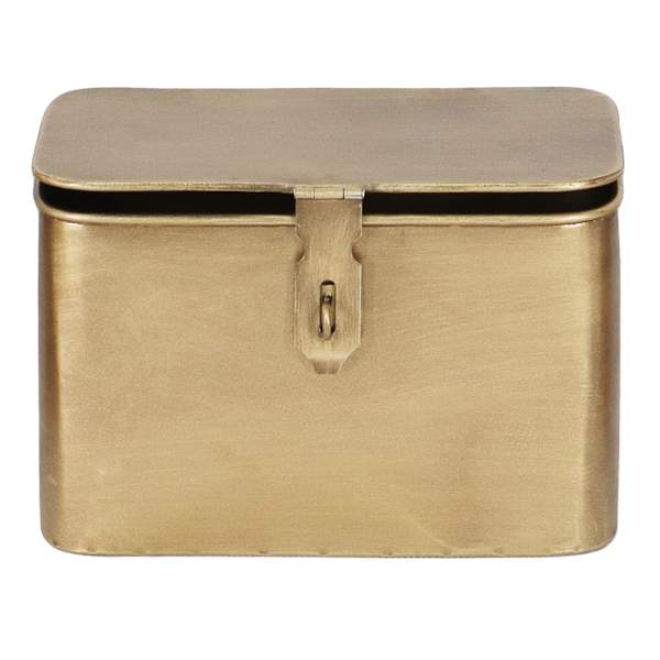 Honeybloom Gold Metal Decorative Box with Lid, 7.5"
