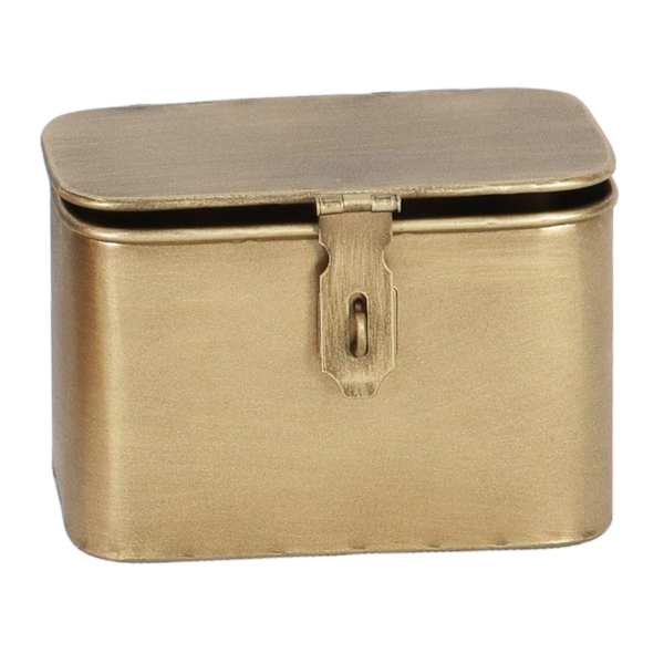 Honeybloom Gold Metal Decorative Box with Lid, 6"