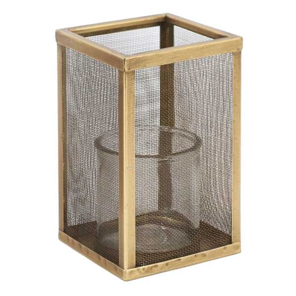 Honeybloom Metal Mesh Pillar Candle Holder, 8"