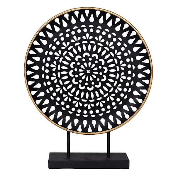 Found & Fable Black Mandala Disk Sculpture, 20"
