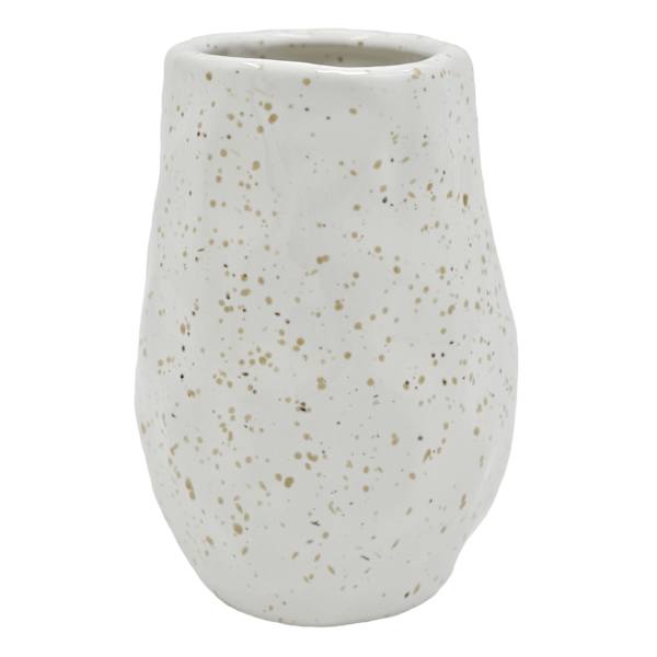 Honeybloom White Speckled Ceramic Vase, 6"