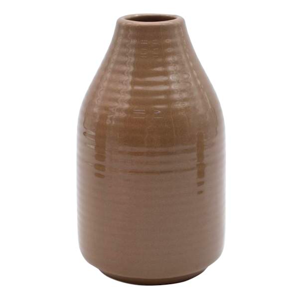 Brown Ceramic Vase, 6"