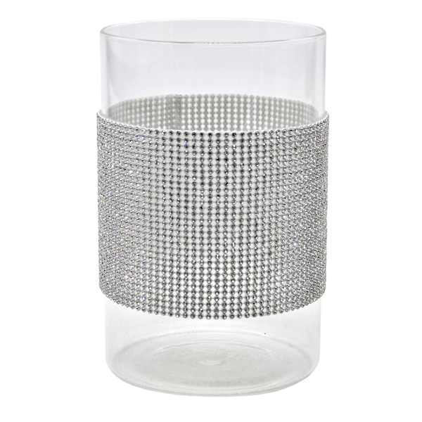 Glass Vase with Embellished Band, 8"