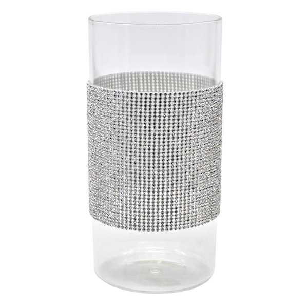 Glass Vase with Embellished Band, 10"