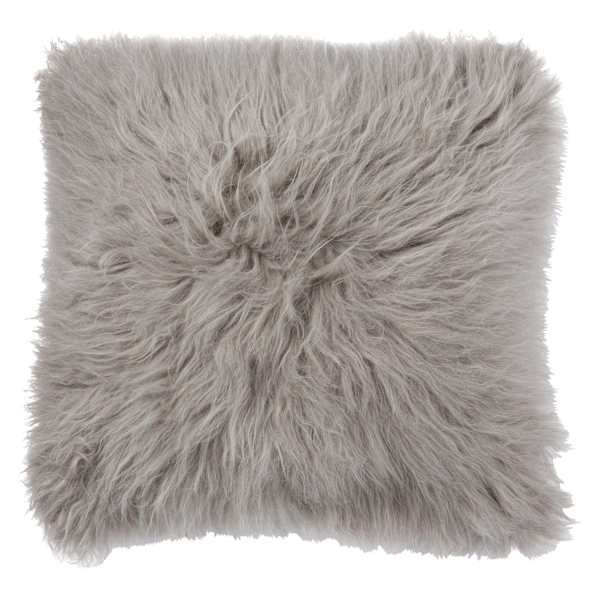 Grey Angora Faux Fur Throw Pillow, 24"