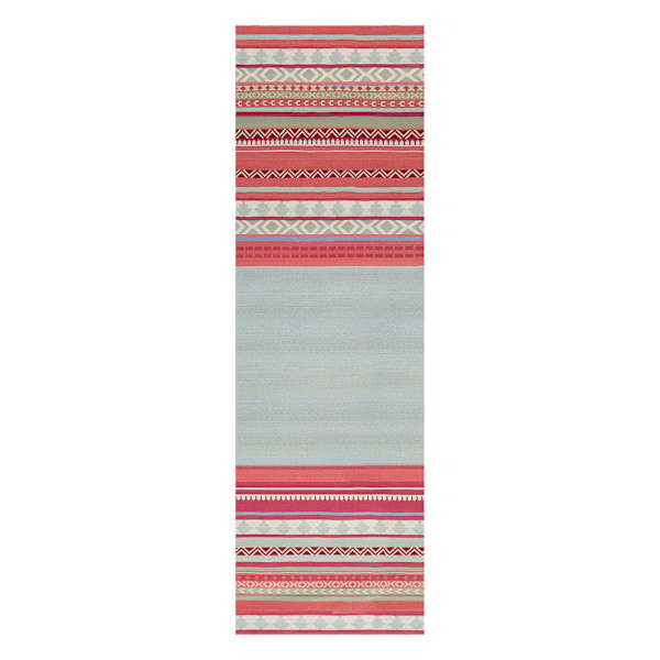 (E329) Mikayla Pink Multicolor Striped Outdoor Runner, 2x7