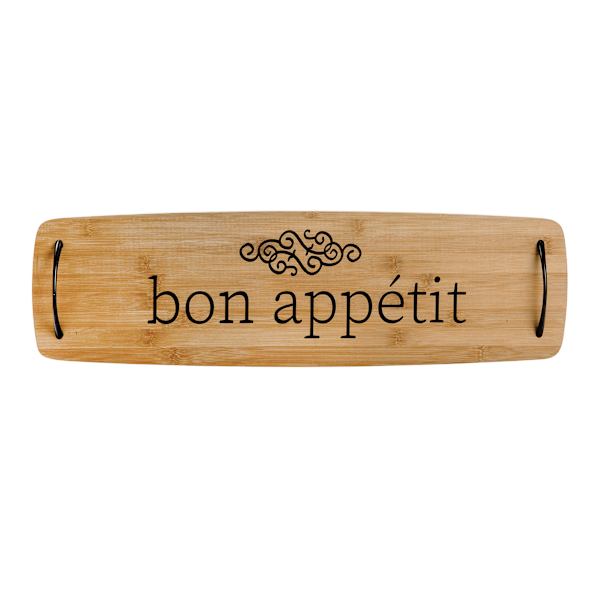 Bon Appetit Bamboo Wood Serving Board with Metal Handles, 24"